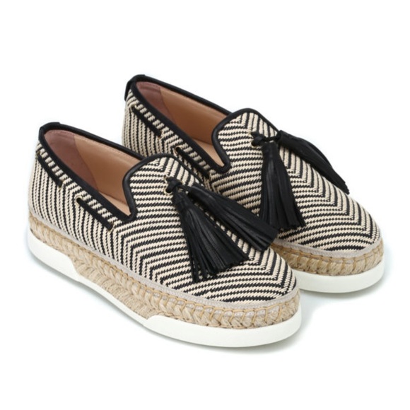 Tod's Shoes - Tod’s Two-Tone Raffia Tassel Platform Espadrilles
